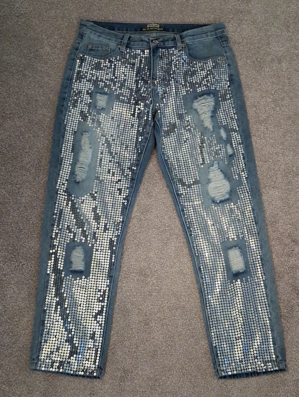 Top Trends Basic Collection  Sequin Distressed Women’s Jeans. US 8-9  40eu
